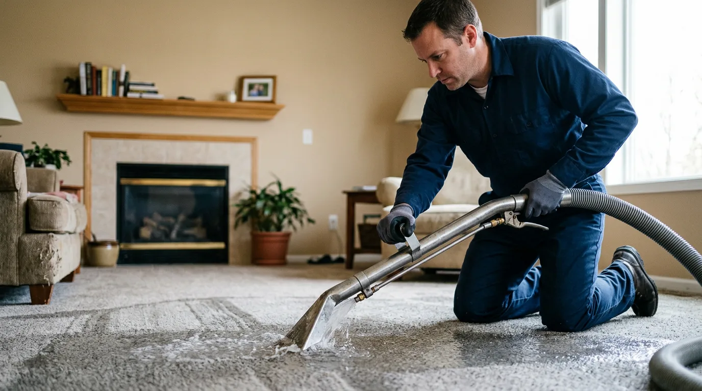 Water damage restoration technician working near Channing, MI